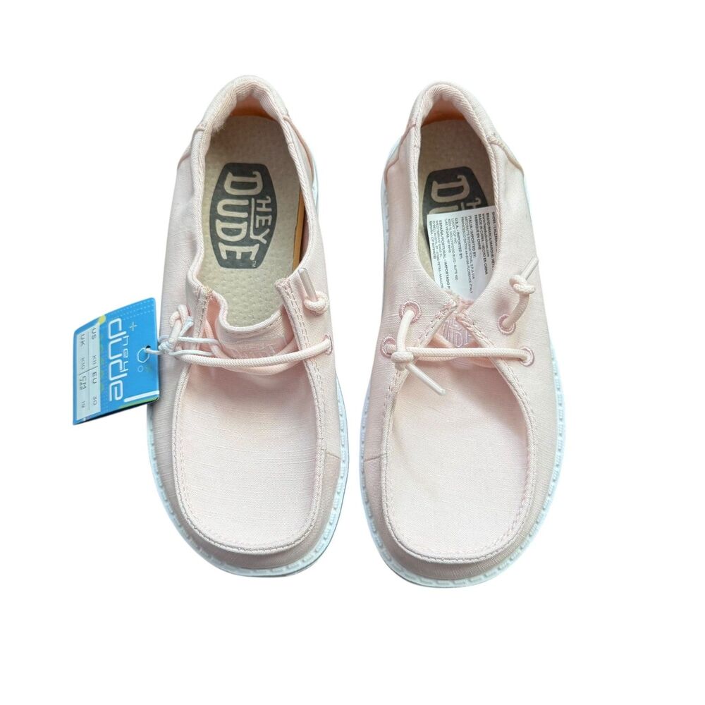 NWT Girls Hey Dudes Wendy Light Baby Pink Size 11C Canvas Slip On Toddler